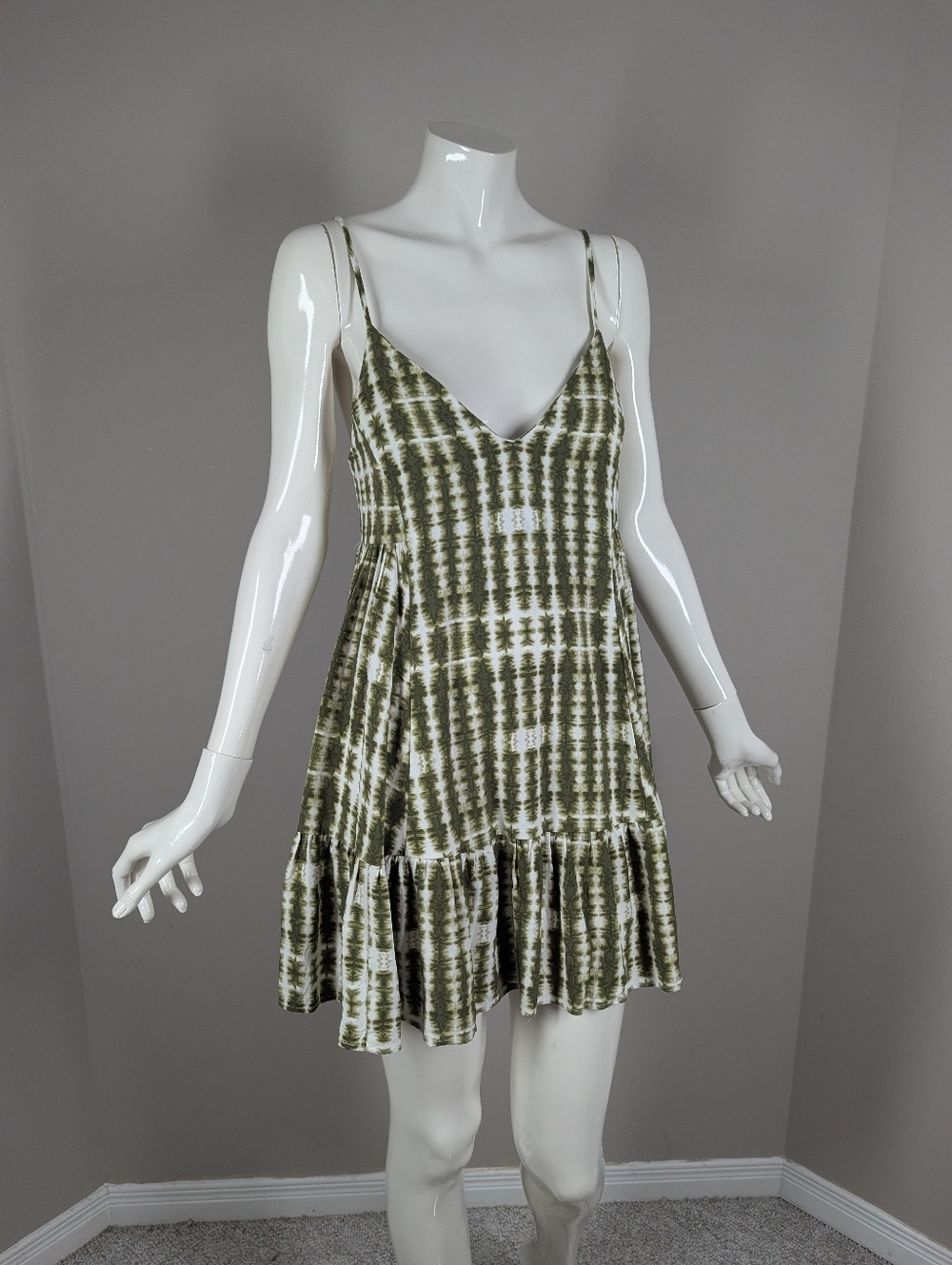 Urban Outfitters Mini Dress XS Green Tie Dye Viscose Babydoll Dress Adjustable S